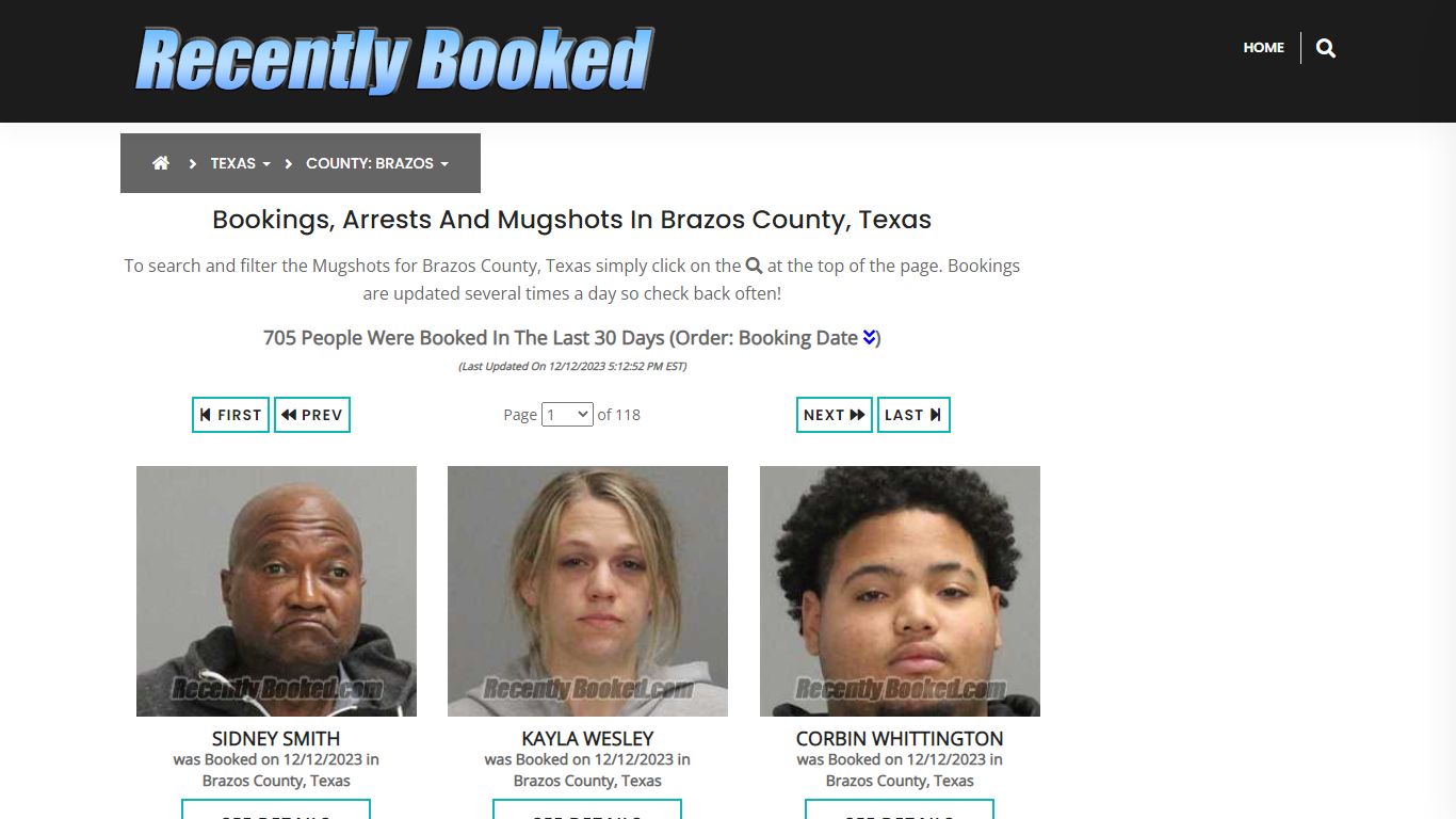 Recent bookings, Arrests, Mugshots in Brazos County, Texas